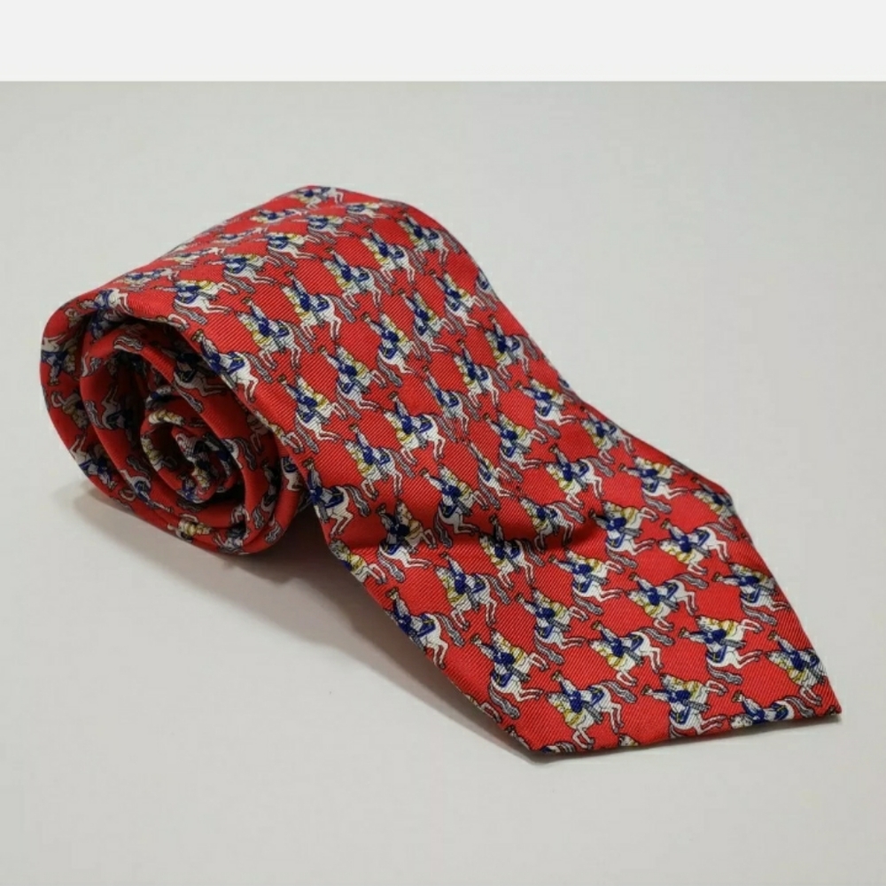 Vintage Museum Musei Red Horse Pattern Tie